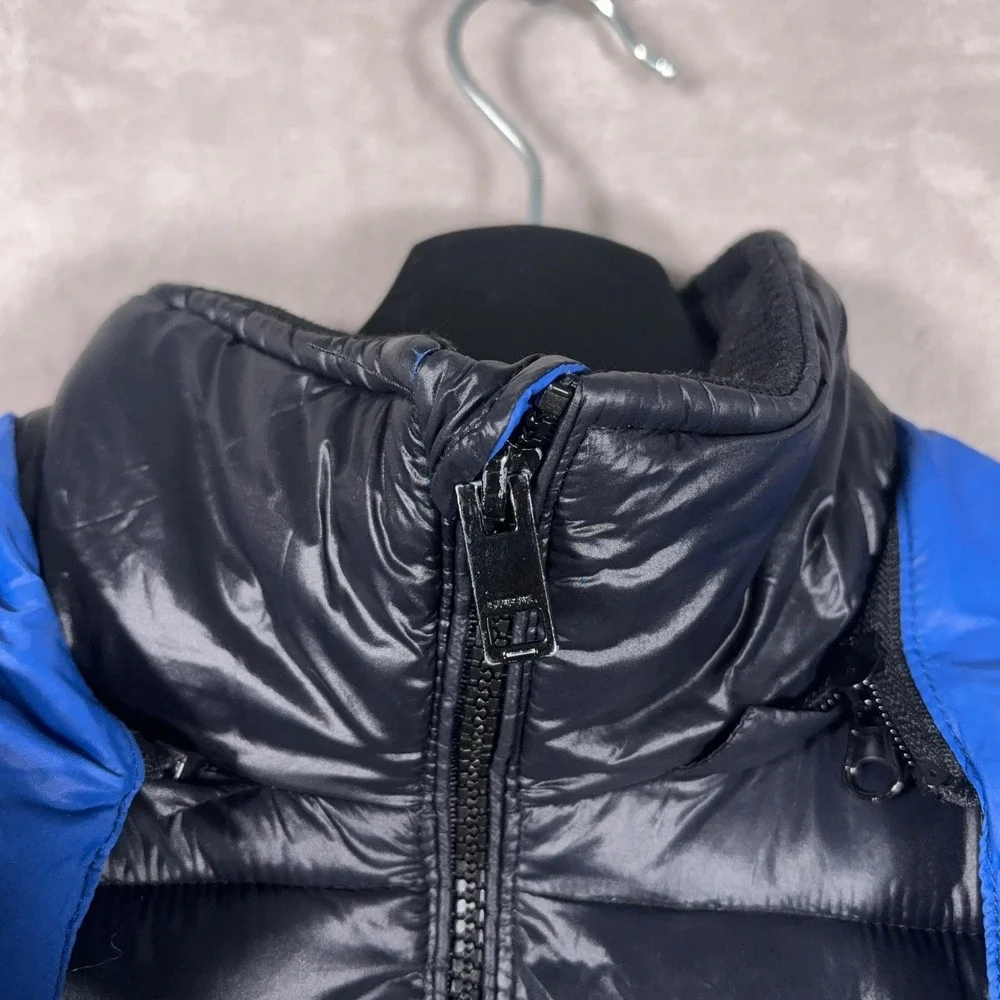 Diesel Puffer Jacket Boys Large Black Blue Hooded Quilted Winter Coat